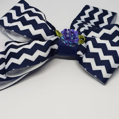 Zoe` Hairclip in Navy & White Flower Detail - Houzz of DVA Boutique