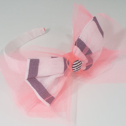 Mila Peachy Pink & Silver Blooming Rose Headband