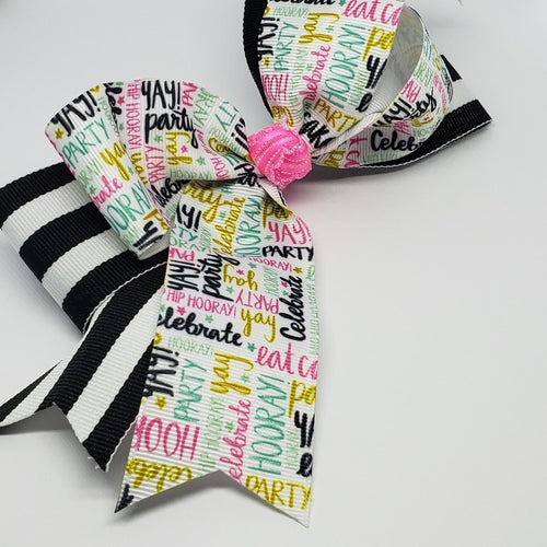 MiAmor The Party Starts Here Fuchsia Black & White Multi Bow - Houzz of DVA Boutique