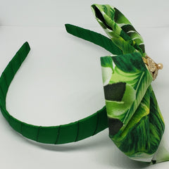 N-Zala Island Vibe Green with Freshwater Pearl, Braided Gold Leather & Gold Studs Headband - Houzz of DVA Boutique