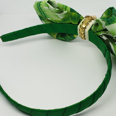 N-Zala Island Vibe Green with Freshwater Pearl, Braided Gold Leather & Gold Studs Headband - Houzz of DVA Boutique