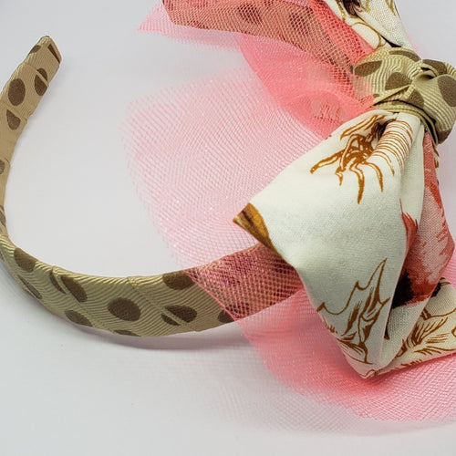 N-Zala Shades of Fall Headband in Taupe & Bright Coral - Houzz of DVA Boutique