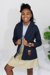 She’s Royal in Navi Preppy Lightweight Blazer with Fancy Patchwork - Houzz of DVA Boutique