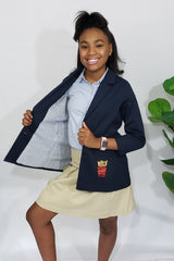 She’s Royal in Navi Preppy Lightweight Blazer with Fancy Patchwork - Houzz of DVA Boutique