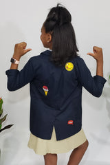 She’s Royal in Navi Preppy Lightweight Blazer with Fancy Patchwork - Houzz of DVA Boutique