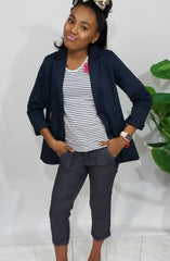 Kelly-Ann Soft Relaxed Fit Jogger Pants in Navy - Houzz of DVA Boutique