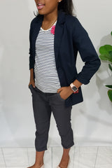 Kelly-Ann Soft Relaxed Fit Jogger Pants in Navy - Houzz of DVA Boutique