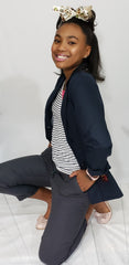 Kelly-Ann Soft Relaxed Fit Jogger Pants in Navy - Houzz of DVA Boutique