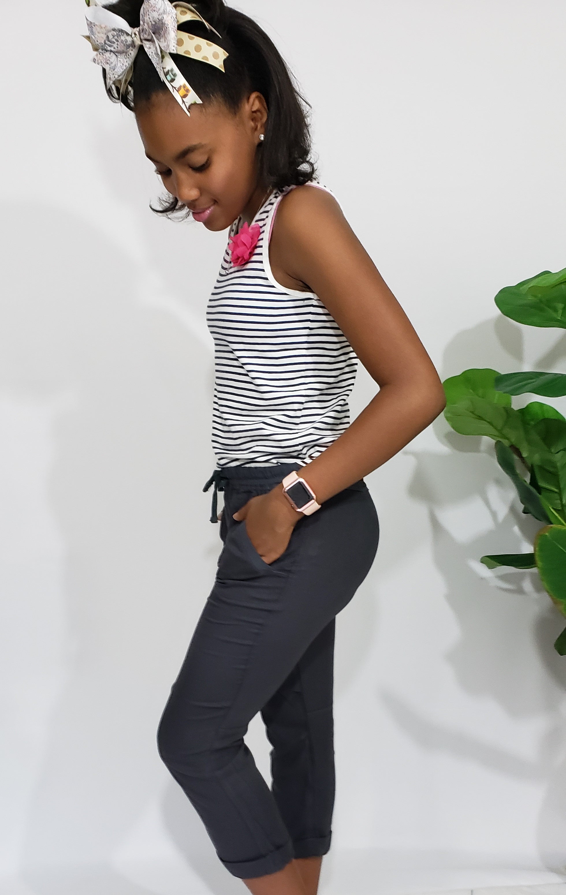 Kelly-Ann Soft Relaxed Fit Jogger Pants in Navy - Houzz of DVA Boutique