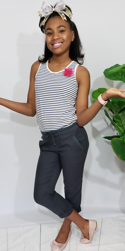 Kelly-Ann Soft Relaxed Fit Jogger Pants in Navy - Houzz of DVA Boutique