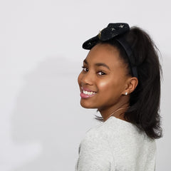 Mia Under the Stars Black, Cream & Gold Headband with Braided Leather Detail - Houzz of DVA Boutique