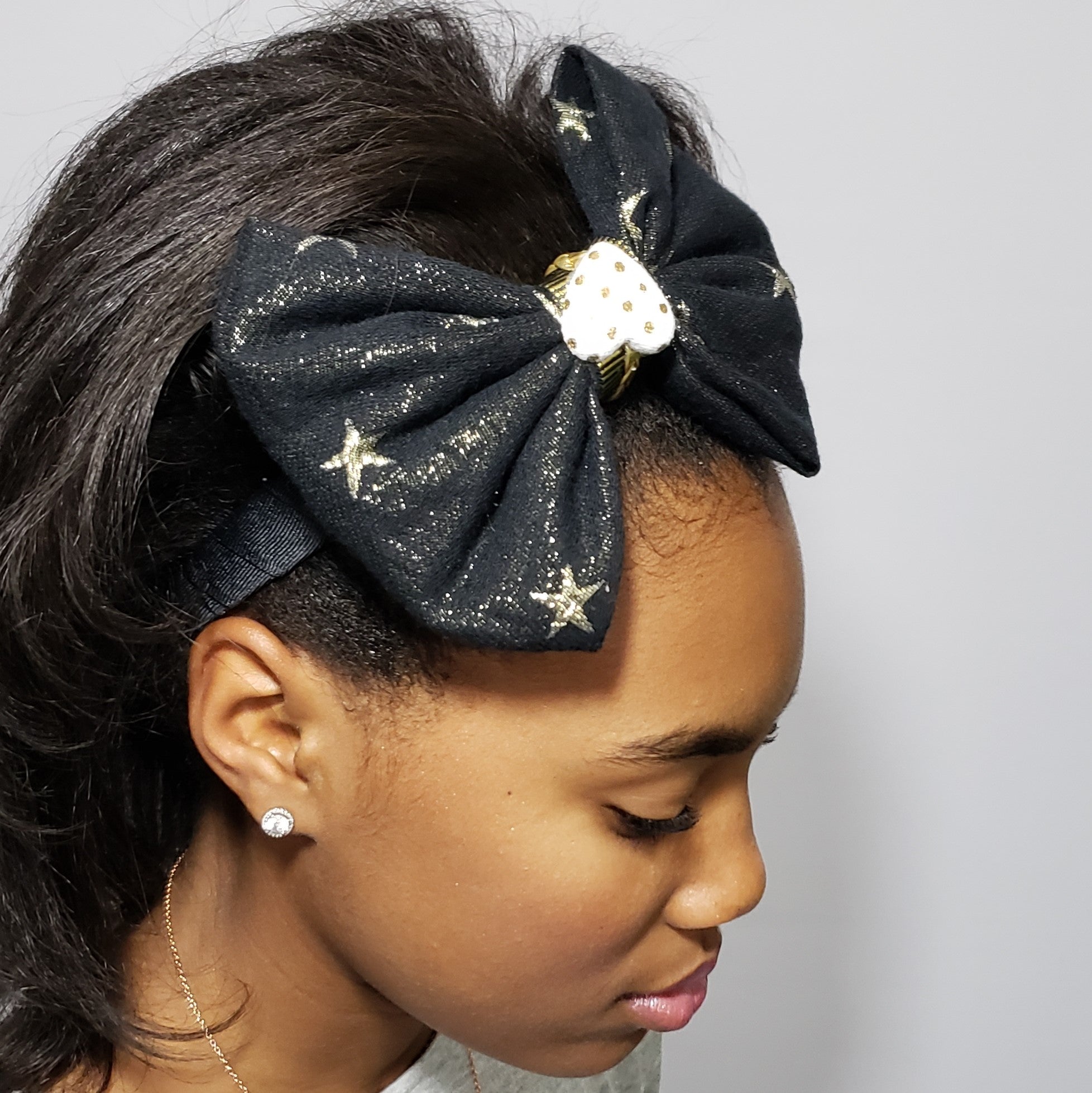 Mia Under the Stars Black, Cream & Gold Headband with Braided Leather Detail - Houzz of DVA Boutique