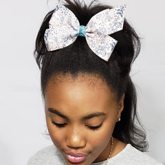 Kelsea Cream & Navy Floral Bow with Turquoise Knotted Detail - Houzz of DVA Boutique