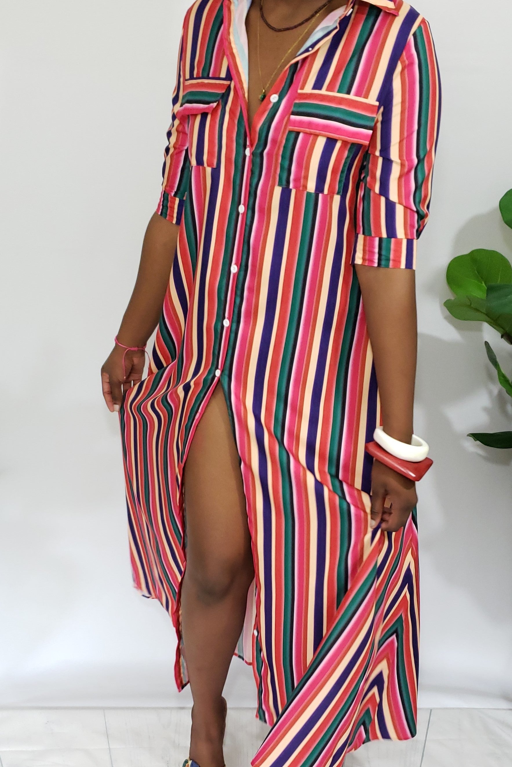 Sabrina Rainbow Print Button Down Maxi Dress - Houzz of DVA Boutique