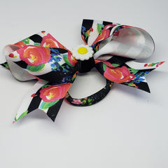 MiAmor Sunflower Party Black & White Floral Multi Hair Bow - Houzz of DVA Boutique