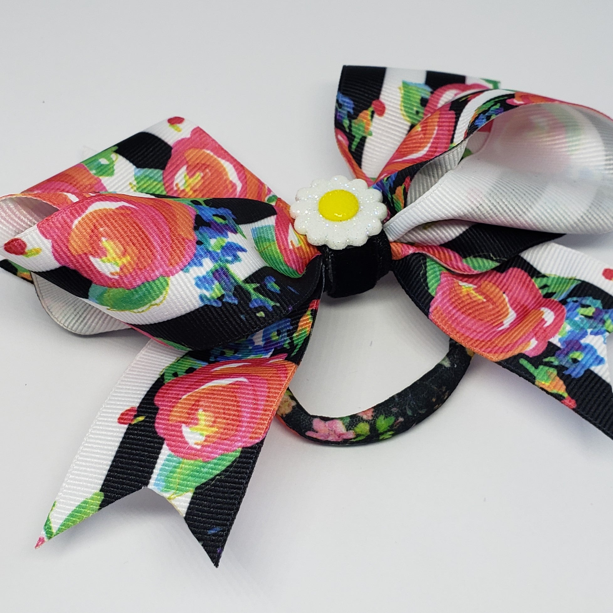 MiAmor Sunflower Party Black & White Floral Multi Hair Bow - Houzz of DVA Boutique