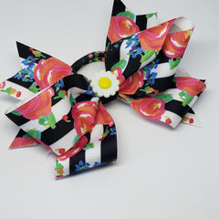 MiAmor Sunflower Party Black & White Floral Multi Hair Bow - Houzz of DVA Boutique