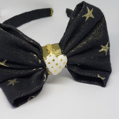 Mia Under the Stars Black, Cream & Gold Headband with Braided Leather Detail - Houzz of DVA Boutique