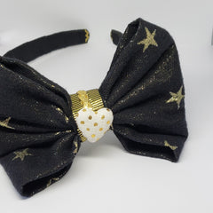 Mia Under the Stars Black, Cream & Gold Headband with Braided Leather Detail - Houzz of DVA Boutique