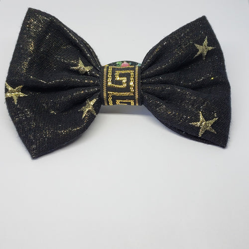 Mia Under the Stars Designer Inspired Black & Gold Multi Floral Bow - Houzz of DVA Boutique