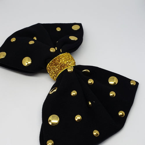 Makaya Black & Gold Studded Affair Large Bow - Houzz of DVA Boutique