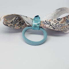 Kelsea Cream & Navy Floral Bow with Turquoise Knotted Detail - Houzz of DVA Boutique