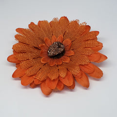 Makaya Burnt Orange Rustic Drusy Flower Clip - Houzz of DVA Boutique