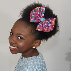 Kaelyn Butterflies & Pompoms Swarovski Fuchsia Multi Bow - Houzz of DVA Boutique