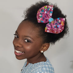 Kaelyn Butterflies & Pompoms Swarovski Fuchsia Multi Bow - Houzz of DVA Boutique