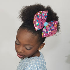 Kaelyn Butterflies & Pompoms Swarovski Fuchsia Multi Bow - Houzz of DVA Boutique