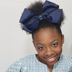 Makaya Love- U- 2D- Moon & Back Jumbo Uniform Bow in Navy - Houzz of DVA Boutique