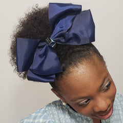 Makaya Love- U- 2D- Moon & Back Jumbo Uniform Bow in Navy - Houzz of DVA Boutique