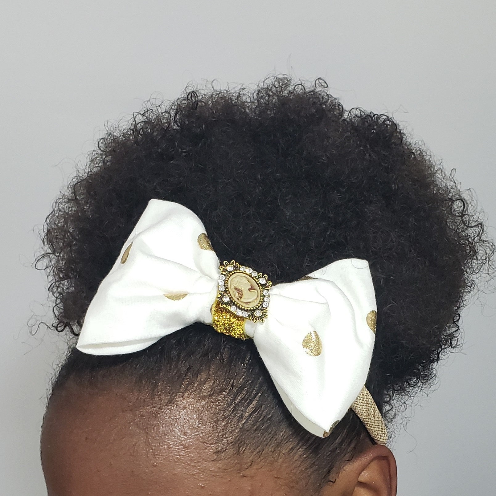 N-Zala Cream & Gold Cameo Headband - Houzz of DVA Boutique