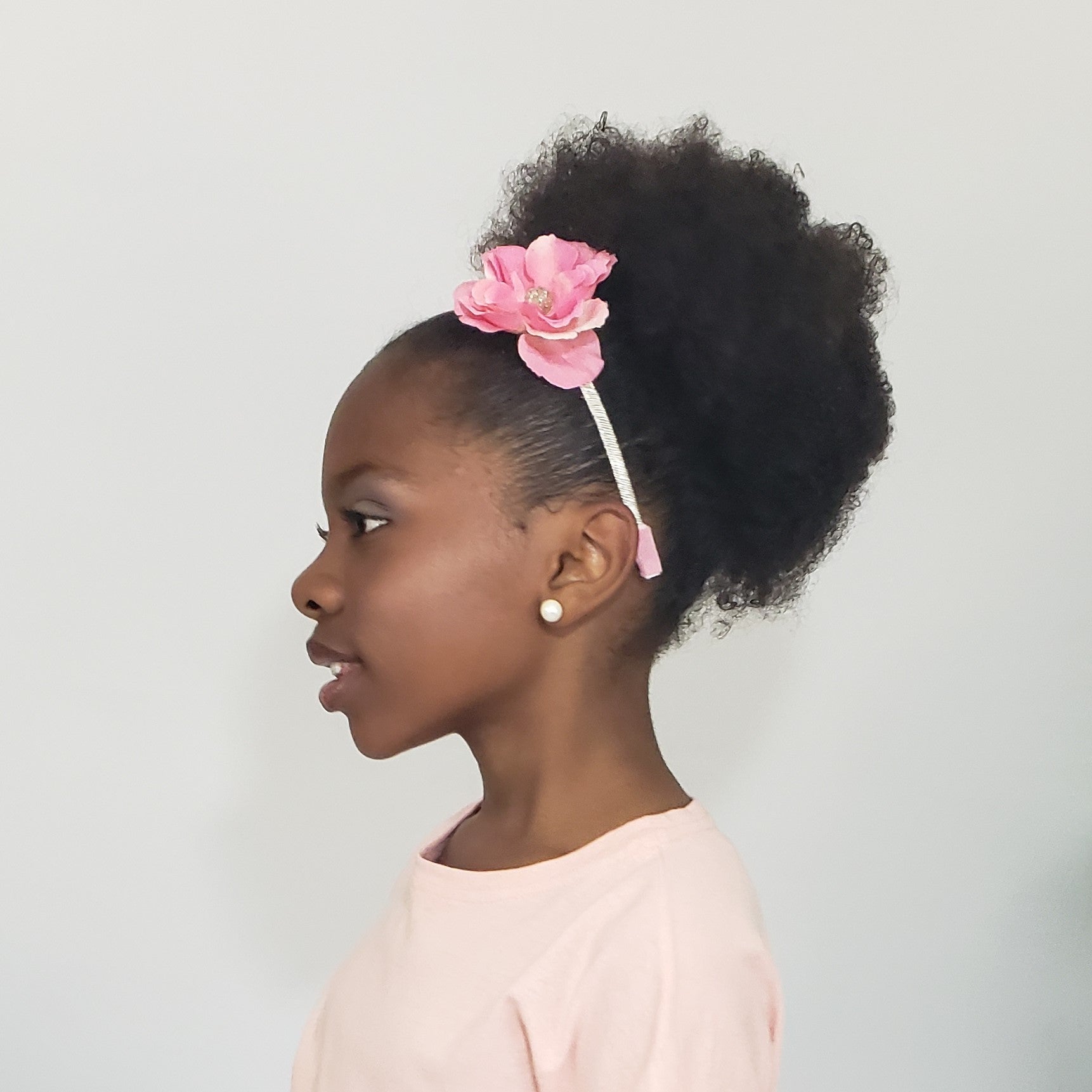 Mila Peachy Pink & Silver Blooming Rose Headband - Houzz of DVA Boutique