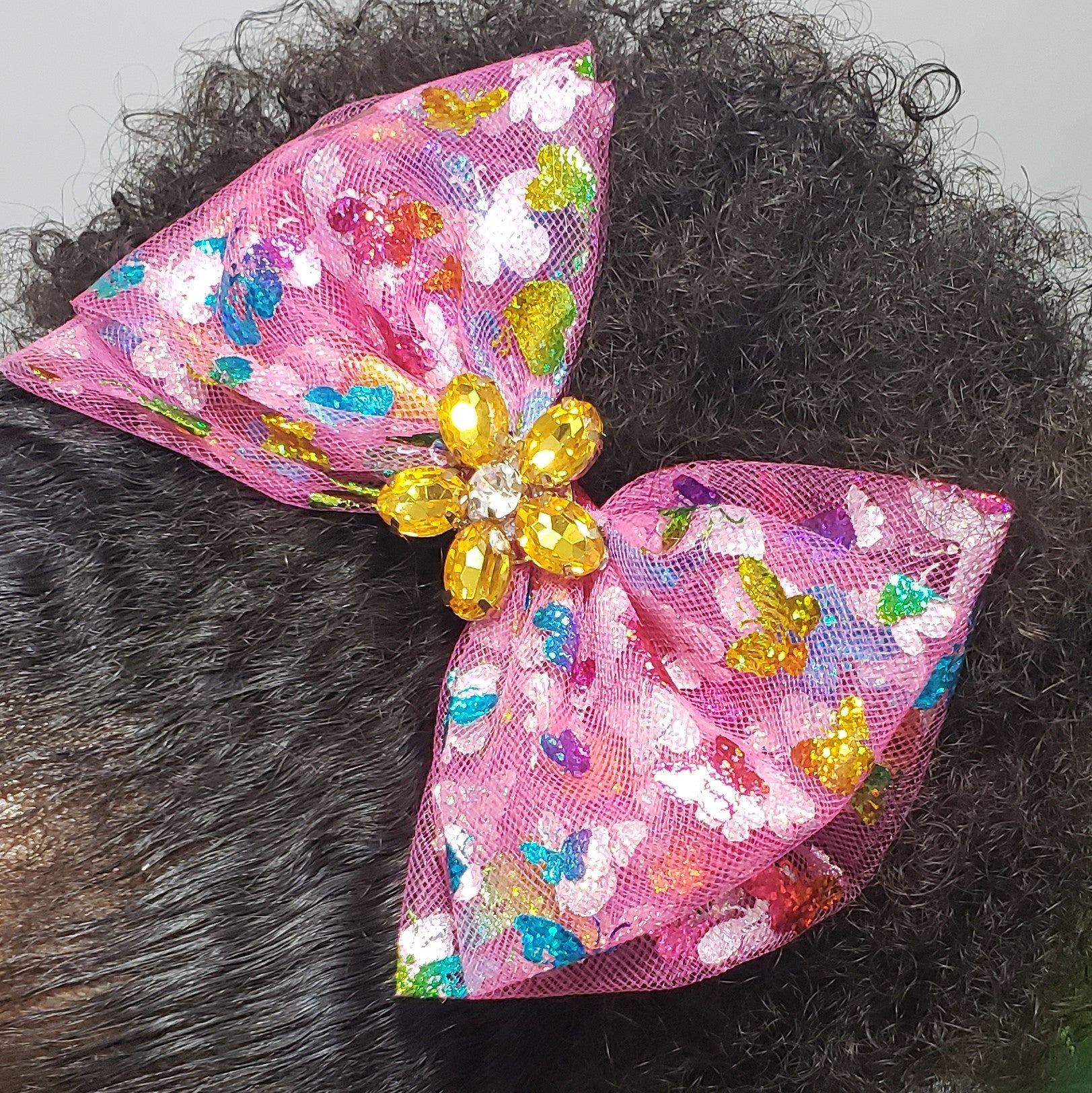 Danielle Butterflies & Amber Flower Bow in Pink Multi Tulle - Houzz of DVA Boutique