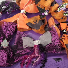 Halloween Purple, Black & Orange Bats & Ghost Bow - Houzz of DVA Boutique