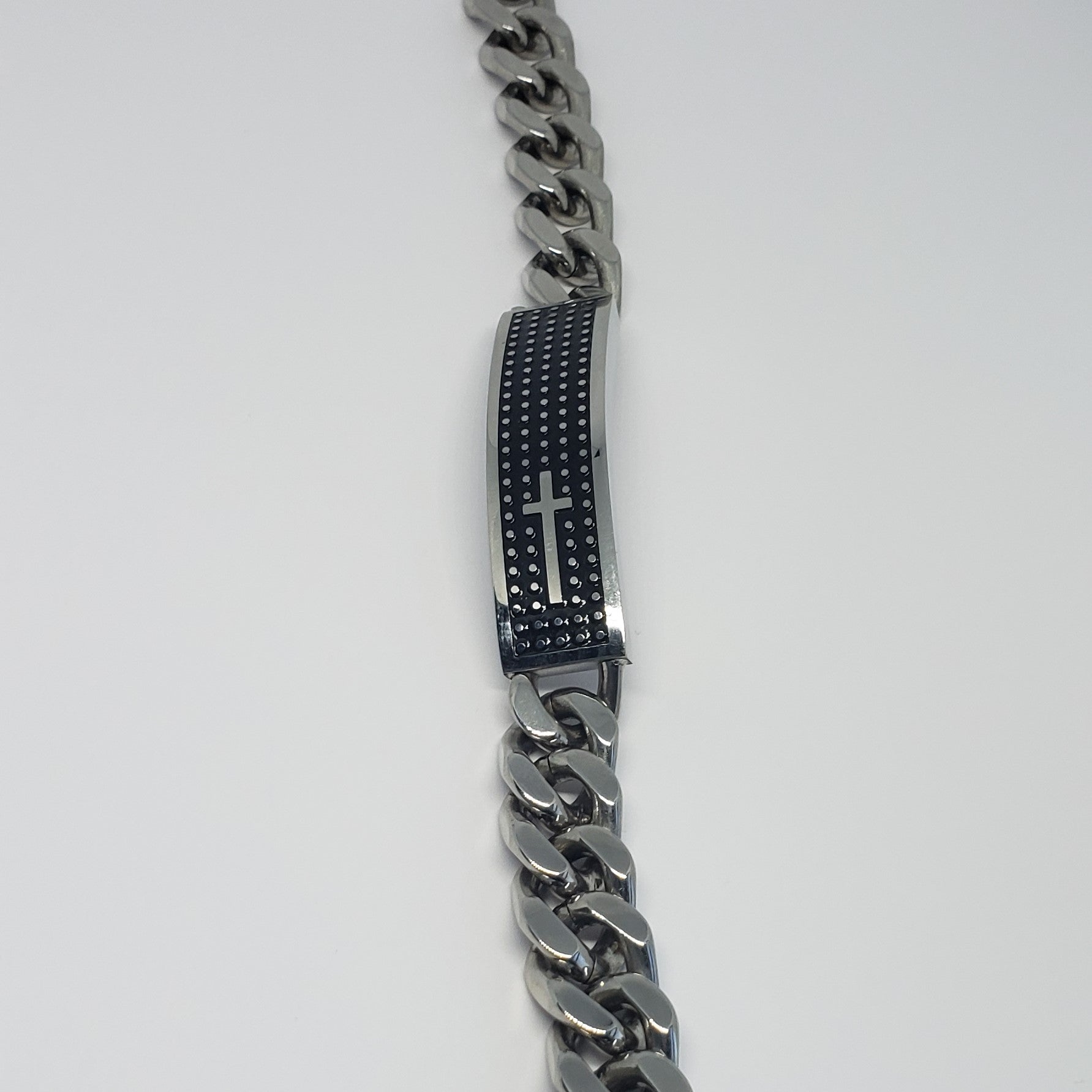 Men's Stainless ID Band Style Bracelet with Cross Detail - Houzz of DVA Boutique
