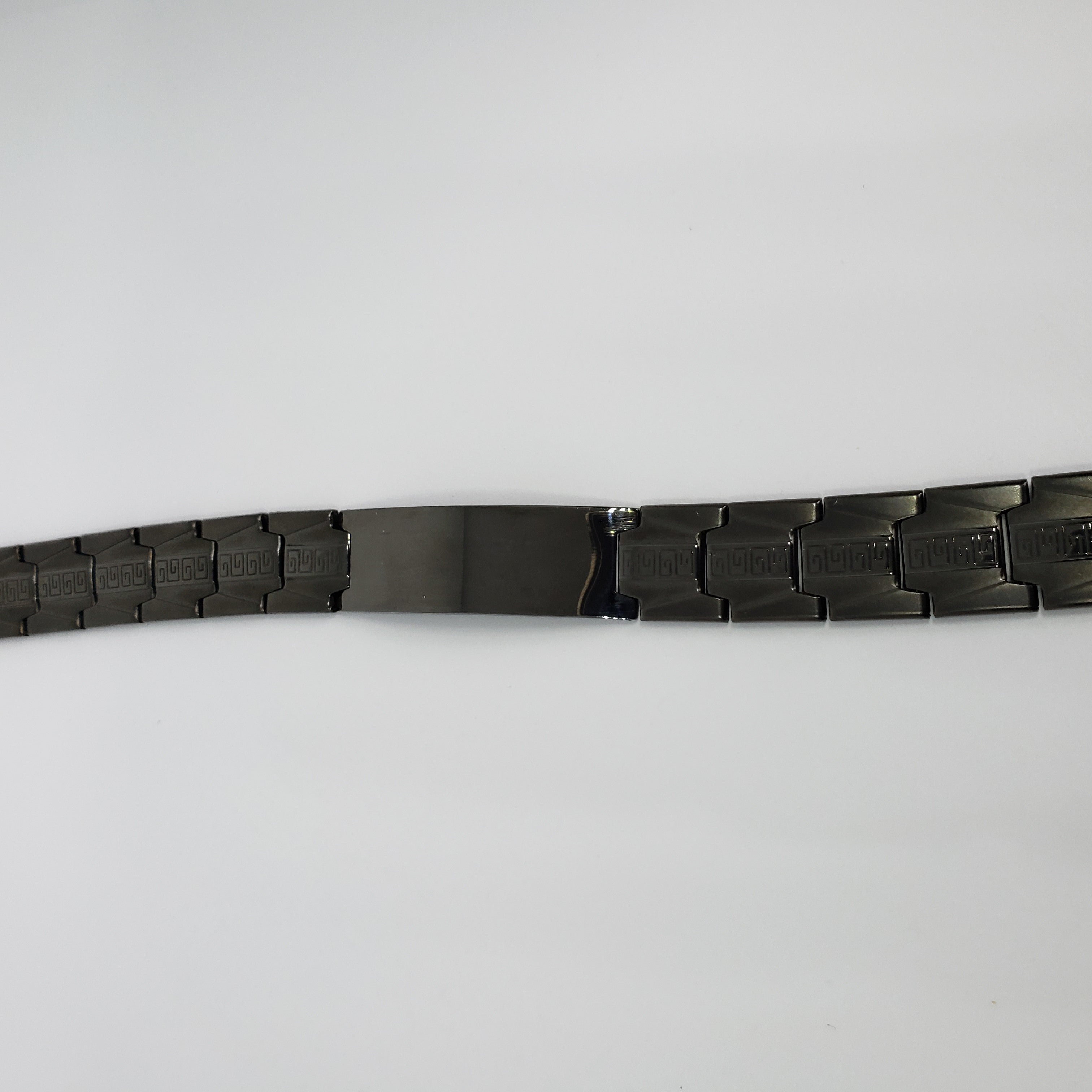 Men's Black Stainless Steel Black Greek Key Detail Link Bracelet - Houzz of DVA Boutique