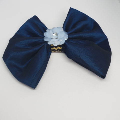 Kelsea Hairclip in Royal Blue & Black with Sparkle Button Detail