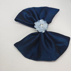 Cassidy-Dior Cold Blue Flower Cluster Holiday Bow - Houzz of DVA Boutique