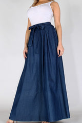 Chrissy High-Waisted Maxi Skirt in Dark Lightweight Denim - Houzz of DVA Boutique