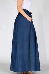 Chrissy High-Waisted Maxi Skirt in Dark Lightweight Denim - Houzz of DVA Boutique