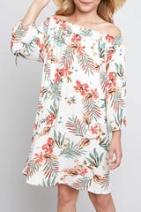 Kamryn Tropical Paradise Ivory Off-The Shoulder Dress - Houzz of DVA Boutique