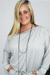 Hello Gorgeous Off the Shoulder Romper with Gold Zipper Details in Heather Gray - Houzz of DVA Boutique