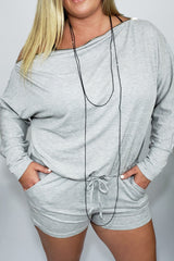 Hello Gorgeous Off the Shoulder Romper with Gold Zipper Details in Heather Gray - Houzz of DVA Boutique