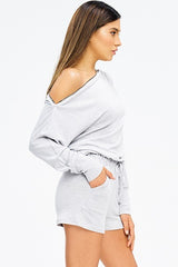 Hello Gorgeous Off the Shoulder Romper with Gold Zipper Details in Heather Gray - Houzz of DVA Boutique
