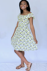 Miz Kelsea Baby Ruffled Floral Dress in Off- White & Lemon - Houzz of DVA Boutique