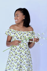 Miz Kelsea Baby Ruffled Floral Dress in Off- White & Lemon - Houzz of DVA Boutique