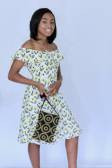 Miz Kelsea Baby Ruffled Floral Dress in Off- White & Lemon - Houzz of DVA Boutique