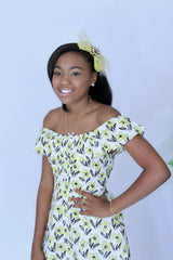 Meaghan Golden Freshwater Pearls Glass Beads & Tulle Headband in Black and Lemon. - Houzz of DVA Boutique